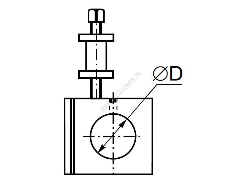 Rysunek techniczny: Oprawka z gniazdem walcowym do imaka tokarskiego szybkowymiennego: T.4499 100 - KOLNO